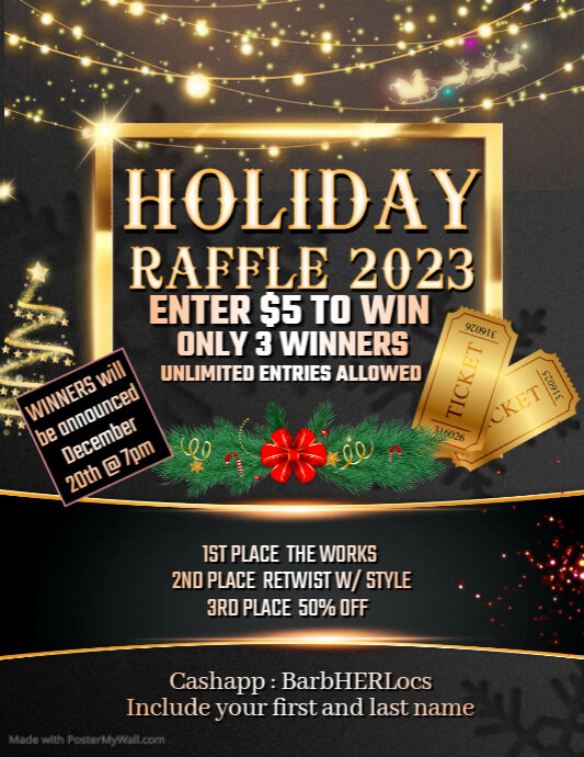Black Gold Christmas Raffle Flyer Design | PosterMyWall