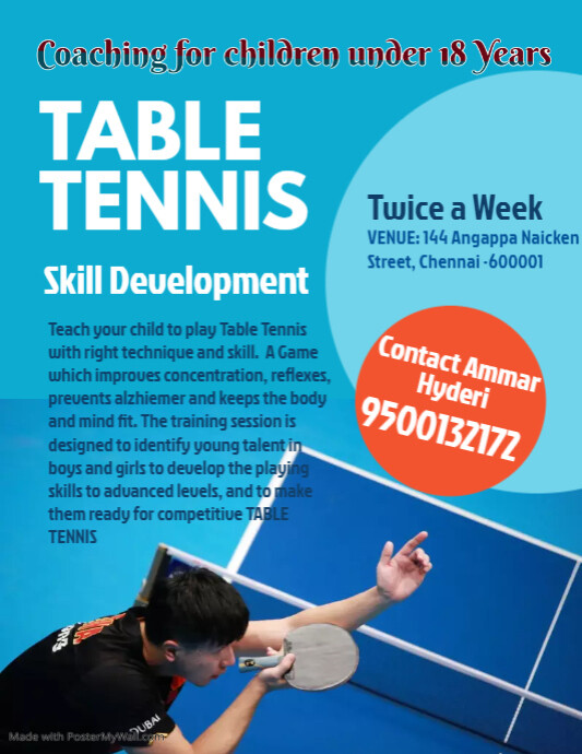 Table Tennis Tournament Flyer PosterMyWall