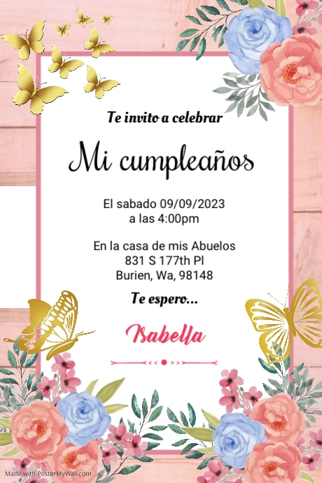 Invitación cumpleaños mujer Gráfico de Pinterest template
