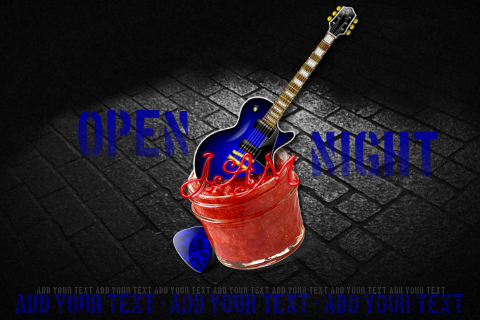 OPEN MIC JAM MUSIC STAGE NIGHT BAR BAND FLYER Poster template