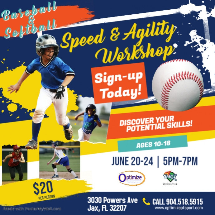 Copy of Blue and Yellow Baseball Camp Instagram Post PosterMyWall