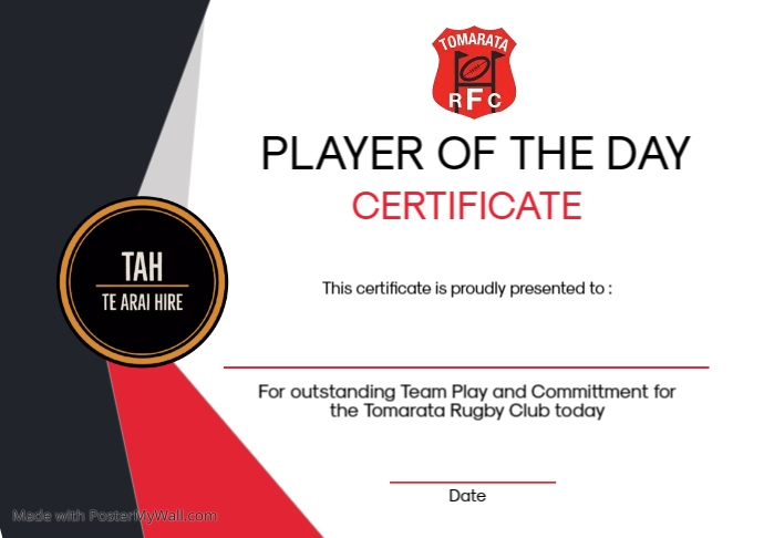 Image 8 for Player Of The Day Certificate Template