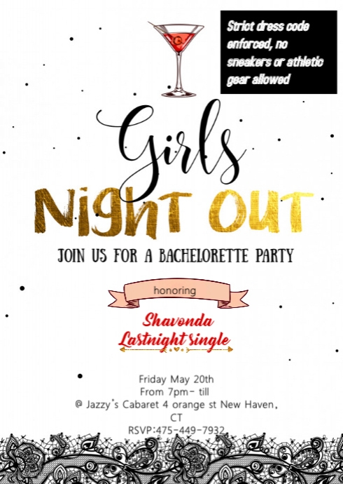 Copy of Girls night out bachelorette party invitation | PosterMyWall