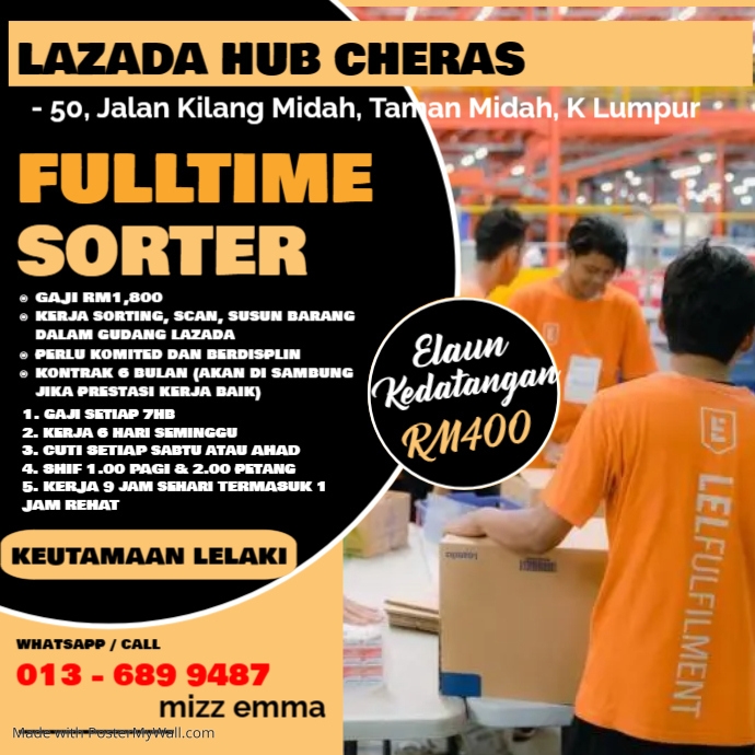 Copy of Sorter Hub Lazada Cheras PosterMyWall
