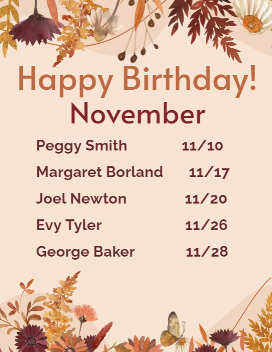 November Birthdays Flyer (US Letter) template