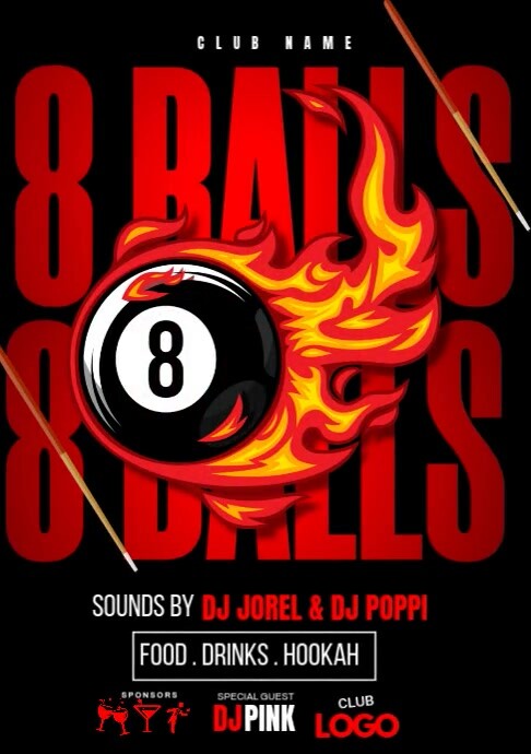 8 Ball Billiard Template | PosterMyWall
