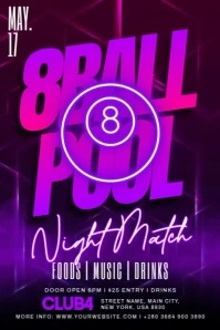 8 Ball Pool Night Póster template