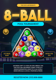 Black 8-Ball Pool Tournament A4 Template