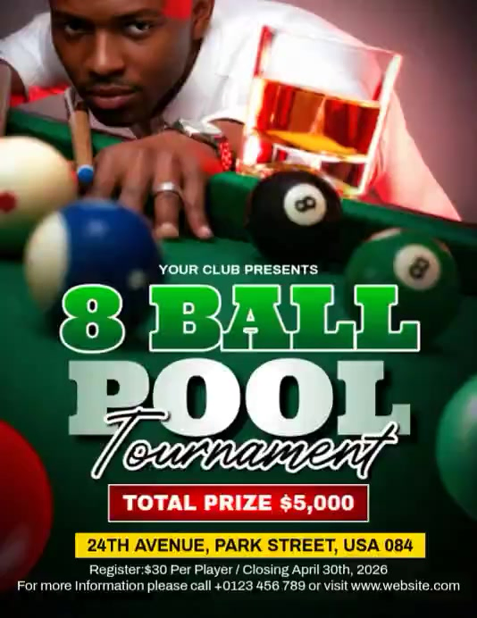 8 Ball Pool Tournament Template | PosterMyWall