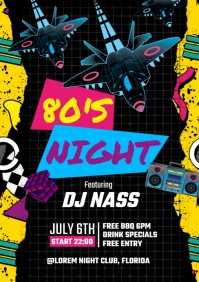 80'S Night Flyer A5 template
