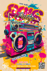 Orange 80s Party Poster Template