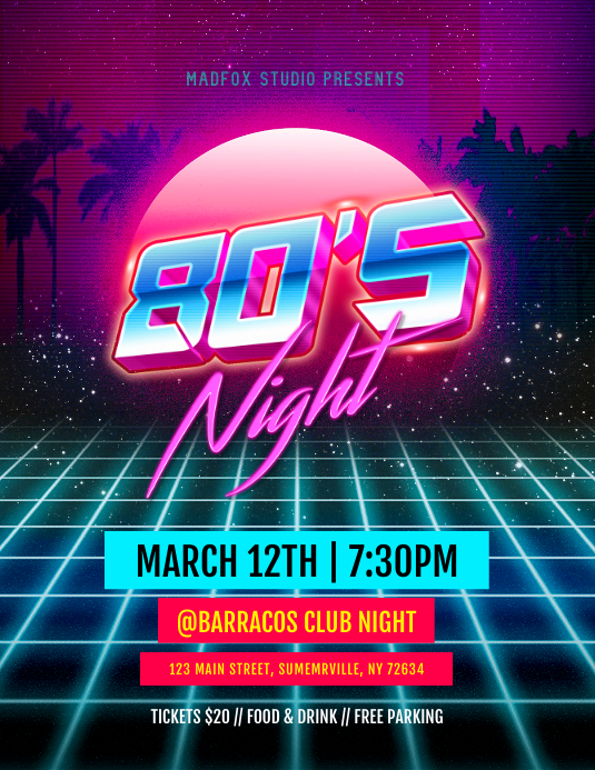80'S Night Flyer Template PosterMyWall