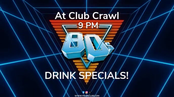 80's Night Video Club Ad Digital Display (16:9) template