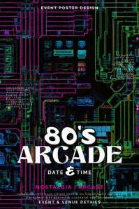 80s Arcade Pixel Event Poster Design Template