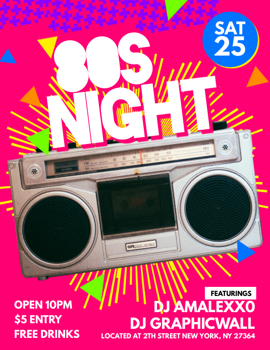 80s Night Flyer Template PosterMyWall