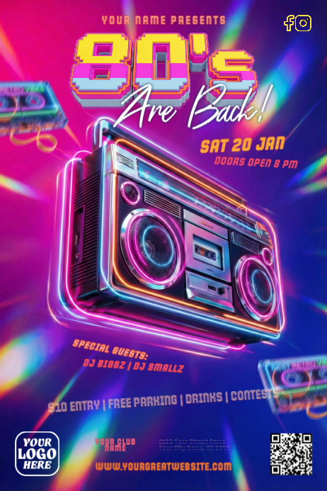 80s Party Template | PosterMyWall