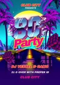 80s Party Flyer A5 template