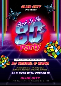80s Party Flyer A5 template