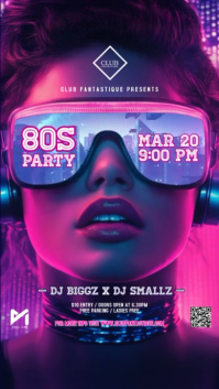 Retro Neon 80s Party Night Club Event Instagram Story Video template