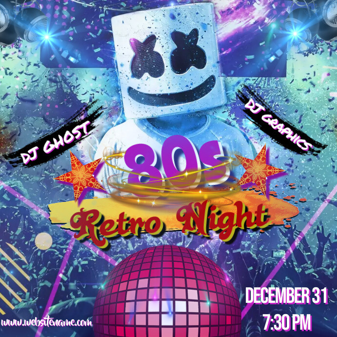 80s Retro Night Flyer Instgram Post Template | PosterMyWall