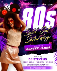 80s theme music night party concert festival flyer template Instagram Portrait