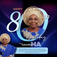 80th birthday, birthday, grandma birthday, happy birthday, glorious birthday Message Instagram template