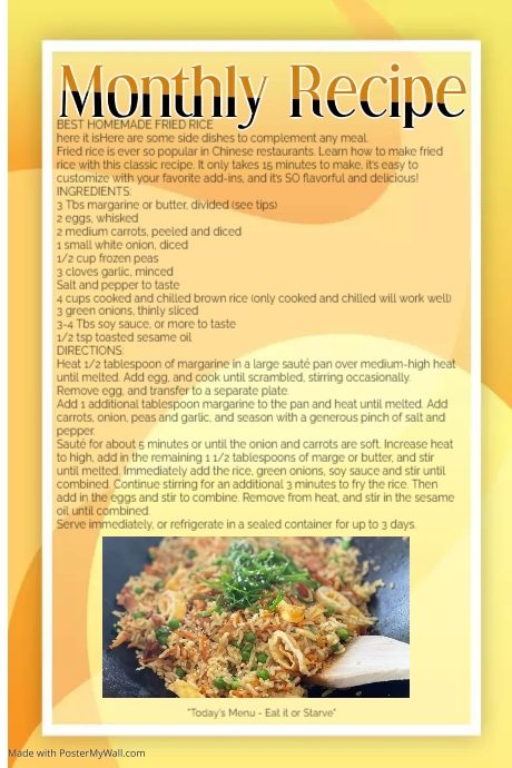 Weekly Recipe Poster template