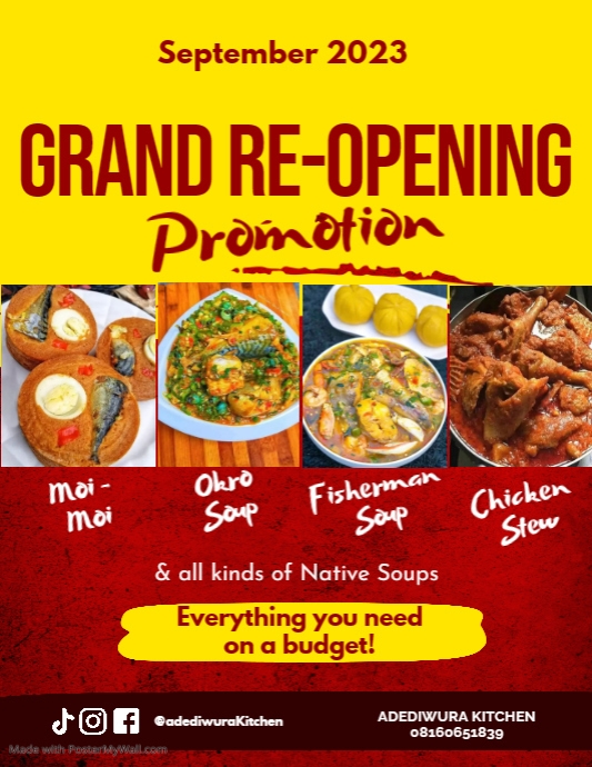 Grand Opening Restaurant Menu | PosterMyWall
