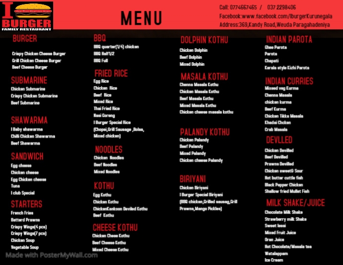 Copy of I Burger menus without price | PosterMyWall