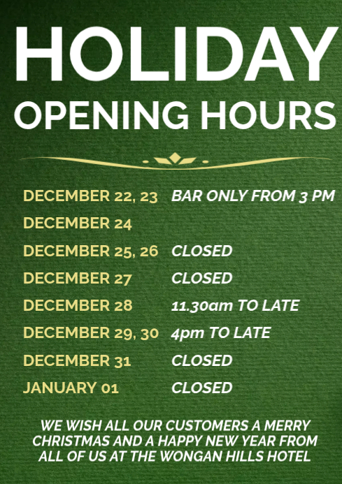 Christmas holiday open hours yard sign A3 template