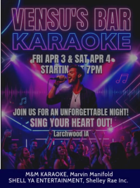 Karaoke, Venus's Bar LARCHWOOD IA