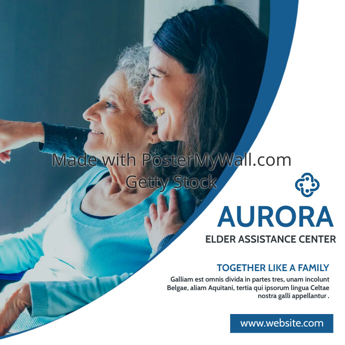 elder care assistance services blue and white