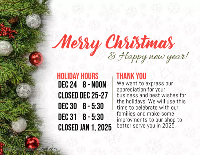 Holiday Hours PosterMyWall