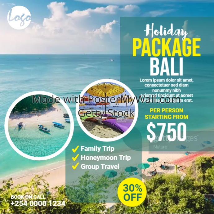 Travel Package Social Media Post PosterMyWall