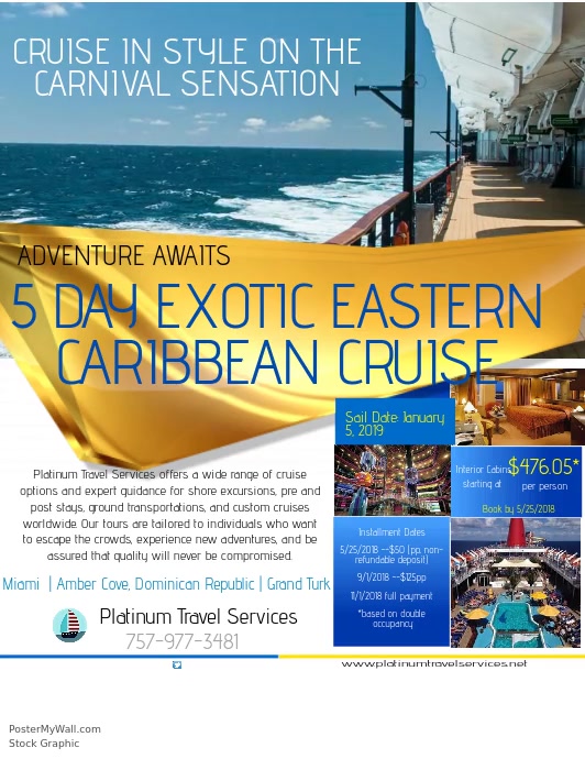 5 Day Exotic Eastern Caribbean Cruise Flyer (US Letter) template