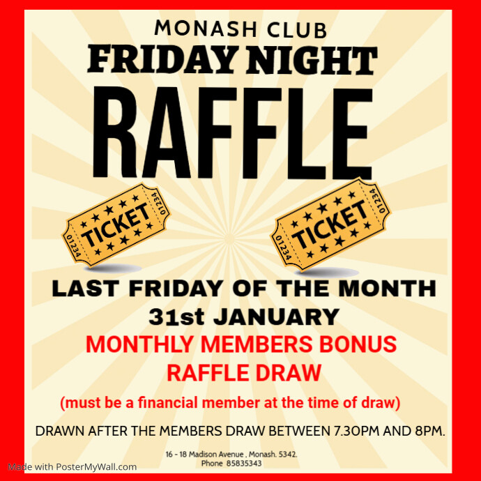 Saturday Night Raffle Draw raffle contest | PosterMyWall