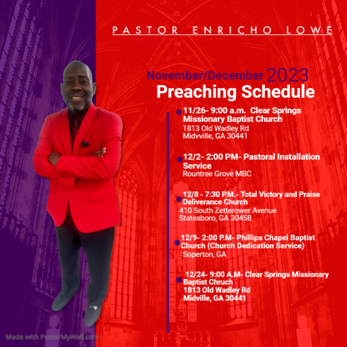 Preaching Schedule PosterMyWall