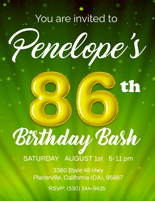 86th birthday Flyer (US Letter) template