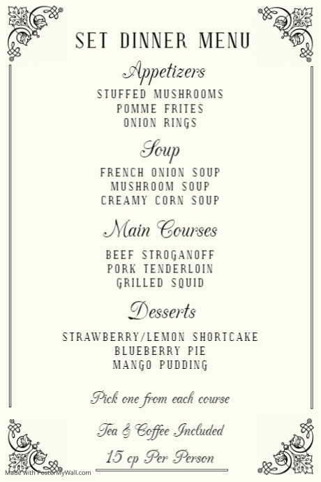 SET MENU 1 | PosterMyWall