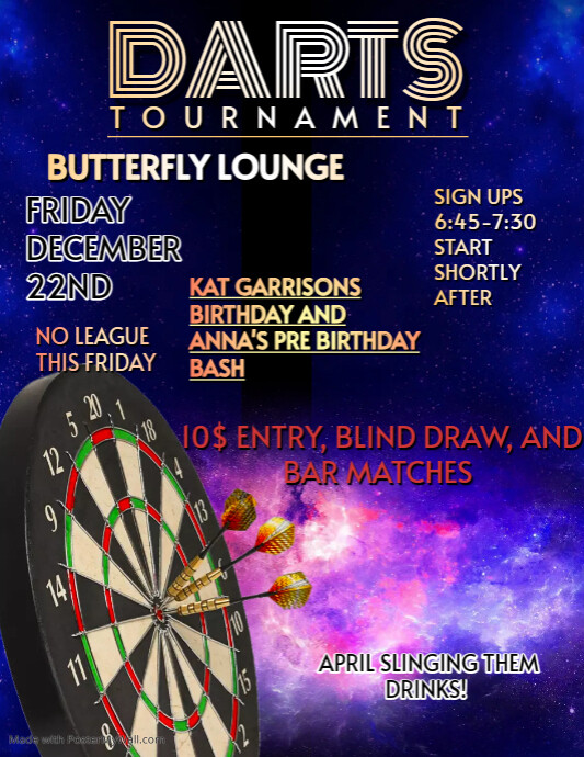 Creative Darts Tournament Flyer Design PosterMyWall
