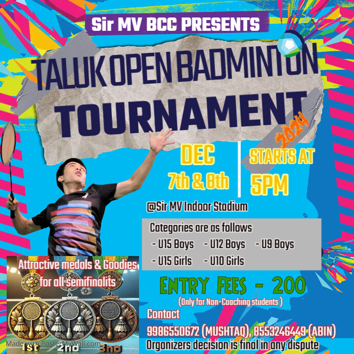 Copy of Badminton Tournament Instagram Post | PosterMyWall