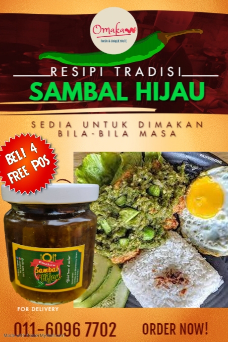 SAMBAL HIJAU OFFER FREE POST Poster template