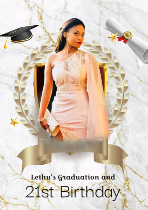 White Gold Graduation Flyer A3 template