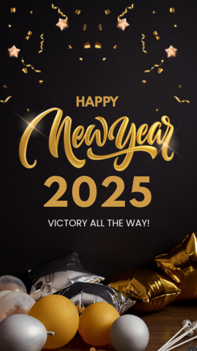 Black Gold Dark 3D Happy New Year 2025 Instagram Story Indaba yaku-Instagram template