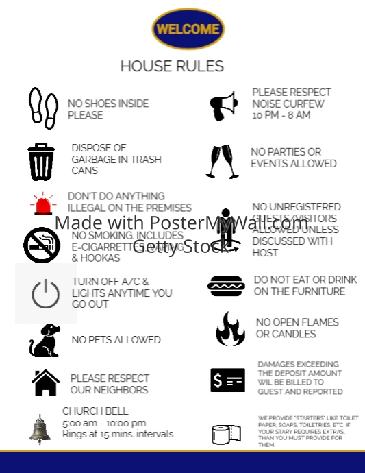 airbnb, house rules, short rentals, vrbo, boo | PosterMyWall