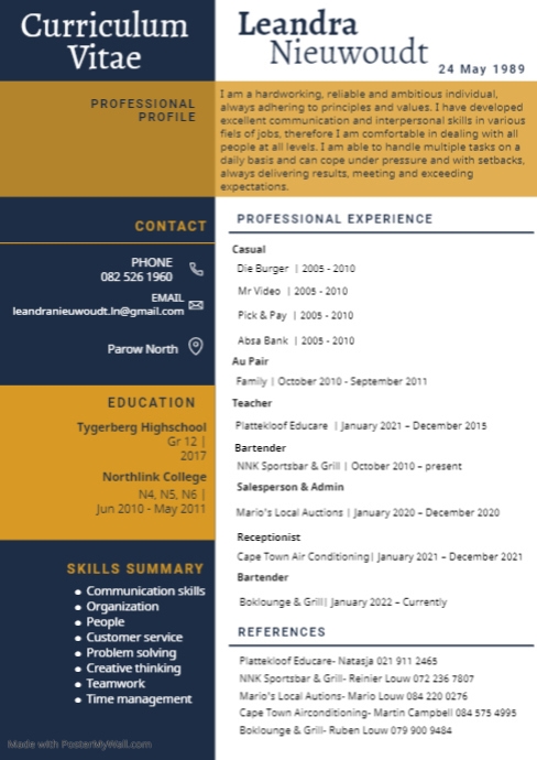 Clean Professional Resume Remplate - 89d13b08355b9b05d99d286edb465daf Screen 
