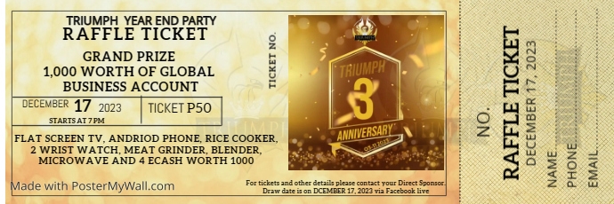 Gold Printable Raffle Ticket Design Template | PosterMyWall