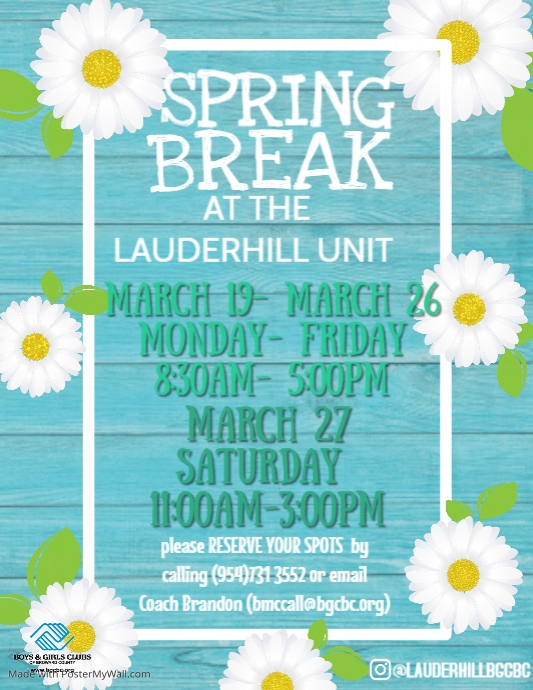Spring Break Hours | PosterMyWall