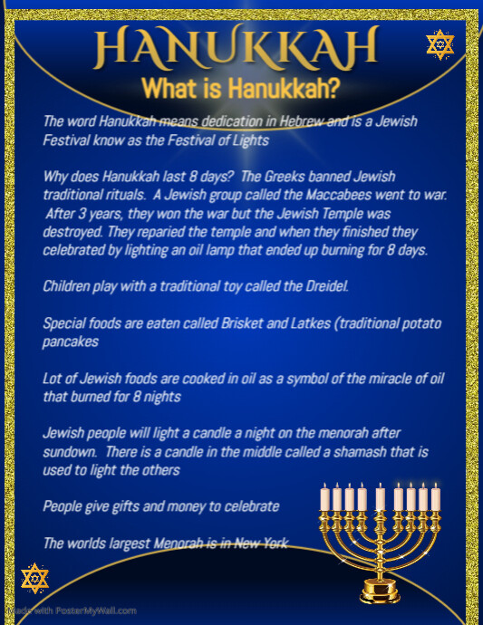 Hanukkah 2022 celebration template Flyer (US Letter)