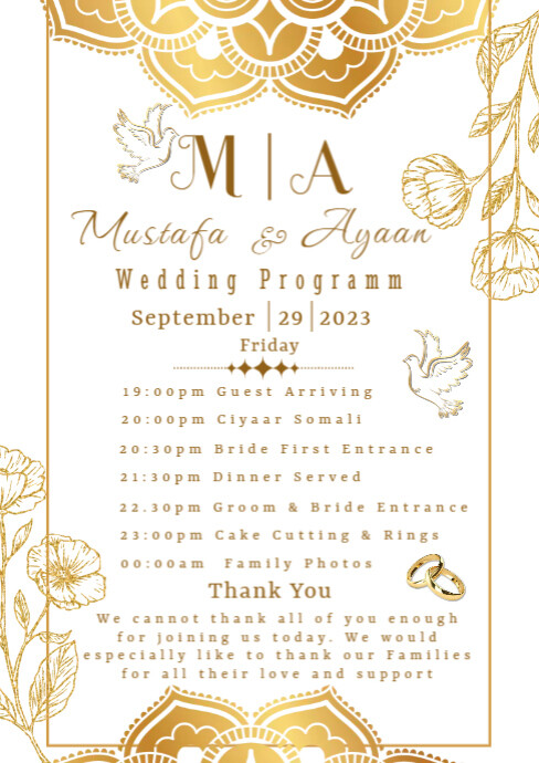 Copy of White Golden Modern Wedding Invitation | PosterMyWall